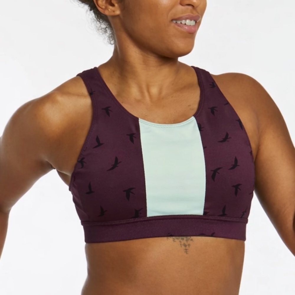 oiselle Plum and Mint Paneled Sports Bra
